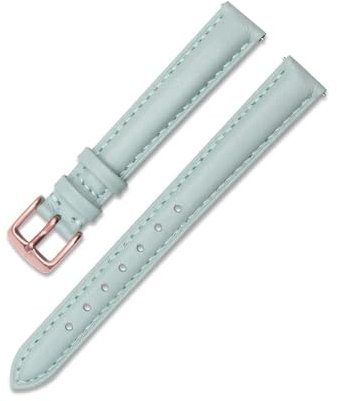 AZSHIW Cintura for orologio da donna in pelle compatibile con Weilushi Feiyada Fossil DW nero bianco rosa marrone cinturino for orologio 12mm 14mm 18mm 20mm(Light green-rosegold,18mm)