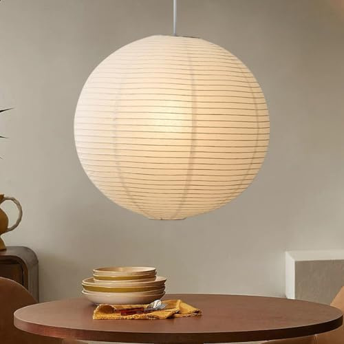 NOCHX Japanische Wabi-Sabi Hängeleuchte aus Pergamentpapier -inspirierte Kugelleuchte aus Eisen für Wohnzimmer, Schlafzimmer und Arbeitszimmer(80cm)