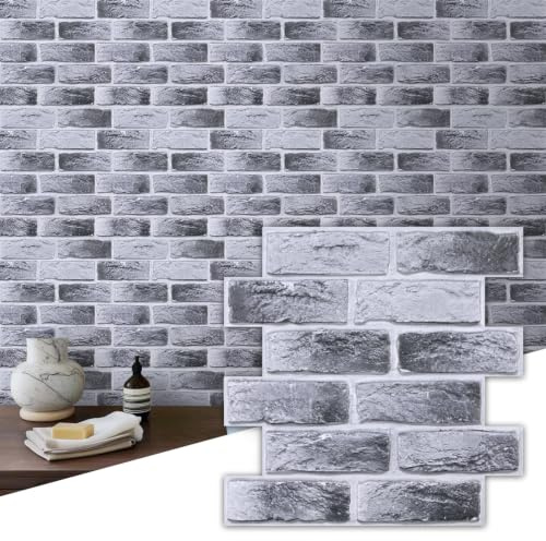 Commomy Mattoni Adesivi Murali 3D Pannelli Da Parete 10 Pezzi, 30 × 30 cm