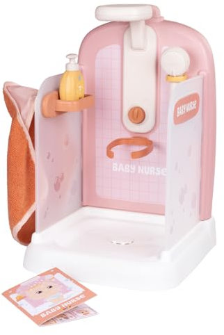 Smoby - Baby Nurse - Douche - pour Poupons Jusqu'à 40 cms - Pommeau de Douche Fonctionnel - Nombreux Accessoires - Matière Recyclée - A Partir de 3 Ans