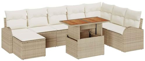 vidaXL Garten-Sofa-Set 9 STK. Beige Poly Rattan