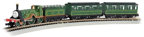 Bachmann Trains Thomas & Friends Emily Ready to Run Electric Train N Scale | Complete Starter Set, Locomotive, Rolling Stock, Track, Power Pack and Speed Controller, Build Your Model Railroad, 24031