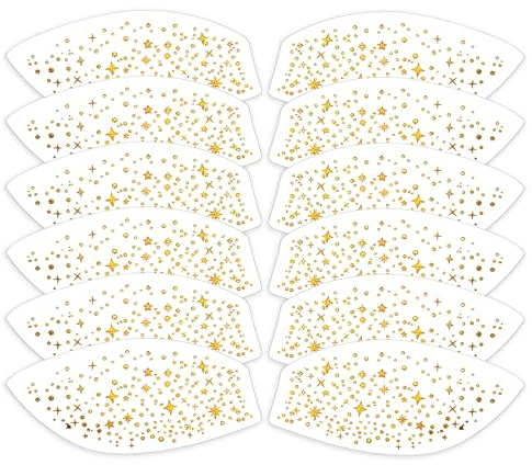 MWOOT Lidschatten Tattoos, 6 Paar/12 Stück Augen Makeup Sticker für Damen, Eye Shadow Sticker Gold,
