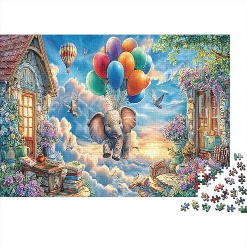 Elefant im Himmel Entspannend Nachhaltiges Puzzle Puzzle Premium Hoher Schwierigkeitsgrad Ballon-Elefant für Teambuilding 38x26cm/1000Stück