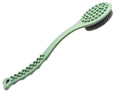 QiCheng&LYS Cepillo de Ducha de Mano, Cepillo Baño Espalda Suave y Cómodo Para Masaje o Exfoliación de Piel Seca (Verde)