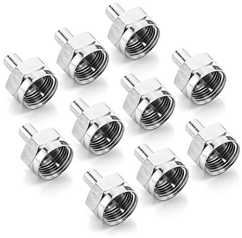 deleyCON SAT F-Abschlusswiderstand (F-Stecker) Endwiderstand zum Abschluss an F-Buchse (Multischalter, LNB, Tuner, Dosen) 75 Ohm 10 Stück Silber