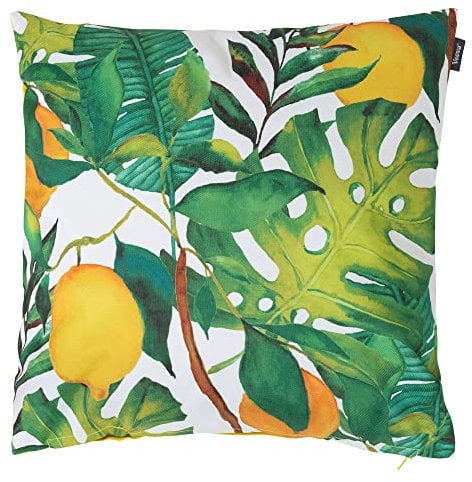 Bean Bag Bazaar Outdoor Cushions Filled, Wild Collection, Lemon Print, 43cm x 43cm, Water Resistant, Outdoor Cushions for Garden Furniture, Garden, Patio
