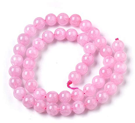 ZEMRIO 6 mm Natural Rose Quartz Gemstone Beads for Jewellery Making DIY Bracelet Necklace Round Beads (Rose Quartz, 6 mm)