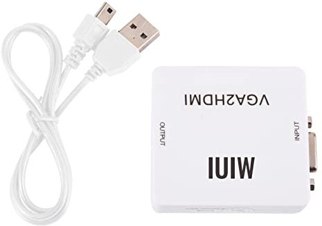 Queen.Y Mini Convertisseur Vga vers Hdmi Adaptateur 1080P Vga2hdmi pour Projecteur Pc Portable DVD vers HDTV