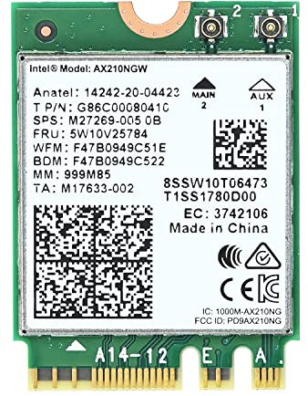 Podazz WiFi 6E AX210 NGW Carte WiFi pour Ordinateur Portable 6 GHz/5 GHz/2,4 GHz 5400 Mbps Adaptateur réseau WiFi sans Fil, Prend en Charge Bluetooth 5.2 | MU-MIMO | Windows 10/11 Linux