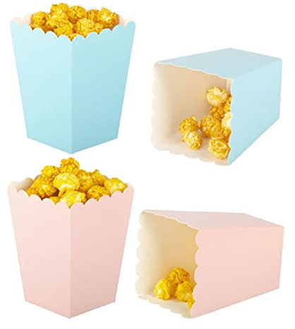 Gender Reveal Party Event Pink and Bule Mini Popcorn Boxes,Pack of 36
