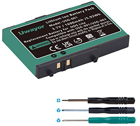 Uwayor DS Lite Akku 1600mAh Wiederaufladbarer Lithium-Ionen-Akku für Nintendo DS Lite Spielekonsole(Neue und alte Farben Werden nach dem Zufallsprinzip gesendet)