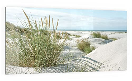 DEQORI Küchenrückwand Glas | Motiv Dünen an Nordseeküste | 100x50 cm | Bad- oder Herd-Rückwand | Herdblende Spritzschutz für Küche & Badezimmer | Moderne Deko für Fliesenspiegel