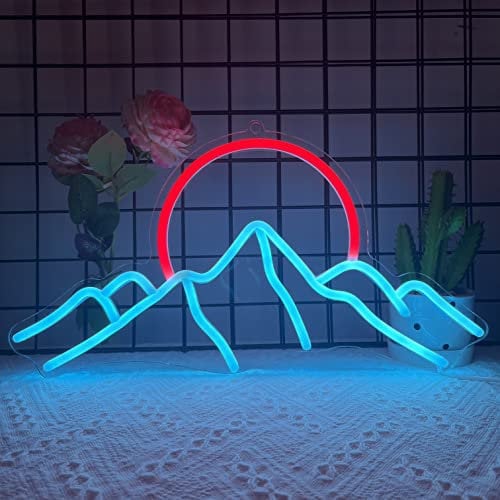 Anywin Mountain Neon Sign für Wanddekoration, Dimmable Sunrise Sunset Led Signs mit Eisbergen Neon Signs Art für Wohnzimmer, Schlafzimmer Gaming Room, Hotel Dekor, coole Geschenke für Freunde