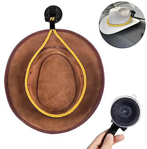 TOYMIS Cowboy Hat Holder for Car, Universal Hat Mounts Keep Hat Shape Cowboy Hat Rock with Suction Cup for Your Vehicles & Household Use Car Accessories (Yellow)