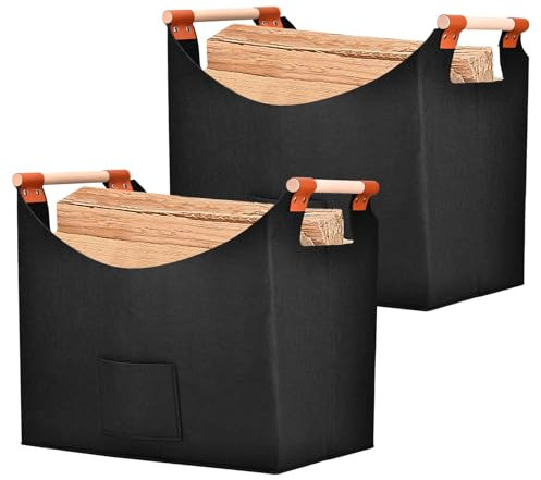 2Pcs Haushalt Filz Aufbewahrungskorb,mit Griff Kosmetik Filz Aufbewahrungskorb Brennholz Tasche,Aufbewahrungsbox für Büro Schlafzimmer Kinderzimmer Wäscherei Bücher Kleidung Spielzeug Organisieren