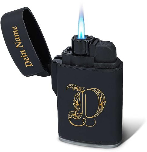 GRAVURZEILE Feuerzeug personalisiert mit Initialen - Hochwertiger UV Druck - Sturmfeuerzeug - Windfest und Langlebig - Nachfüllbar - Personalisierte Geschenke für Männer - Geschenkidee zum Vatertag