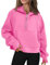 Timuspo Hoodie Damen Sweatjacke Kapuzenjacke Langarm Fleecet-Innenfutter Lose Kapuzenpullover Herbst Winter Warm Tops Oberteile mit Tasche Pink XL