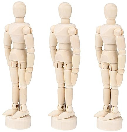 NUOBESTY 3St gegliedertes menschliches Kunstmodell Modell der Kunstfigur Mann Puppen Modelle Skizzieren Sie Holzzubehör Modell aus Holz Körper Modellfigur Holznagel Marionette Baby Bambus