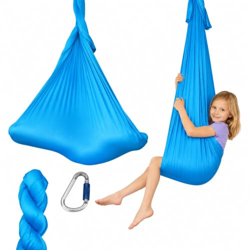 M-POLE Aerial Yoga Hängematte Schaukel Set - 5m/6m Länge mit Karabinerhaken - Yogatuch Yoga Hammock - weicher Nylon Stoff - Gymnastik Fitness Zubehör