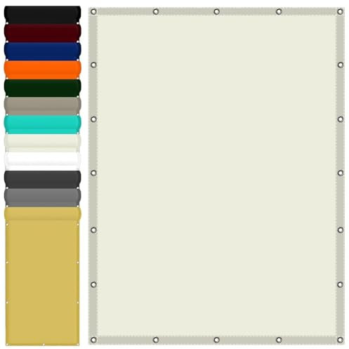 Garden Sail Canopy 2 x 2.5 m(6.6 x 8.2ft) Waterproof Sunblock Shade Cloth with Free Rope UV Block Weather-Resistant with Grommets Pes Sunshade for Yard Backyard Lawn Plant, Ivory