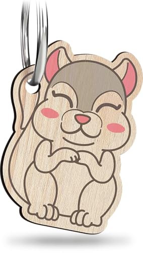 Eichhörnchen Schlüsselanhänger handgemacht aus Holz, Glücksbringer, Niedliches Eichhörnchen, Eichhörnchen Glücksbringer, Motivation Geschenk für Freundin