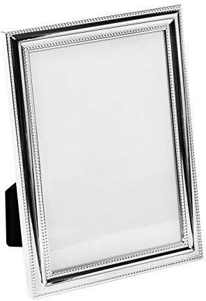 Brillibrum Design Bilderrahmen versilbert Perlen Rand Optik Fotorahmen gewölbt Perlen Optik verschiedene Größen Foto Rahmen Silber (Ohne Gravur, 20 x 25 cm)