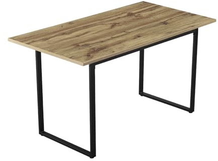 DUBI Möbel Esstisch Samuel, 120 x 60 cm, Küchentisch Holztisch mit U-Gestell schwarz für Küche, Esszimmer, Industrial modern Design, Eiche, 11217-EIDA-US