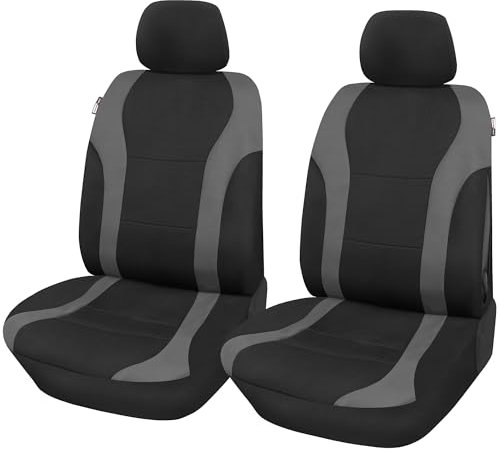 Upgrade4cars Autositzbezüge Set für die Vordersitze Grau | Auto-Schonbezüge Universal Schwarz Autositzbezug Sommer Winter | Autozubehör Innenraum | Geschenke für Frauen und Männer