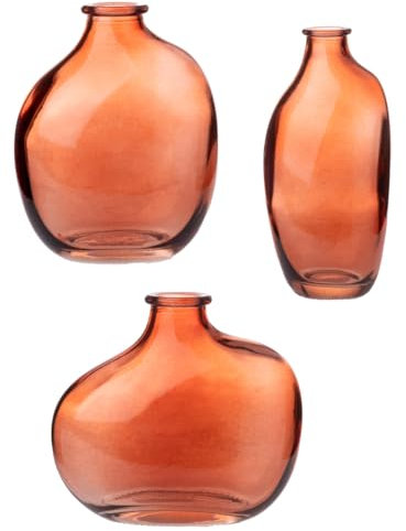 itsisa Moderne Glasvase Vase Kyoto orange (3er Set) H:10-15 cm - Deko Vase, Designer Vase, ausgefallene Blumenvase, Tischdekoration, Geburtstage, Hochzeiten