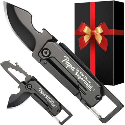 Geschenk für Papa - Taschenmesser Schlüsselanhänger - Multitool Vatertag Geschenk für Papa Männer, Camping Gadgets Klappmesser, Vatertagsgeschenk Geburtstagsgeschenk für Männer Opa Ehemann