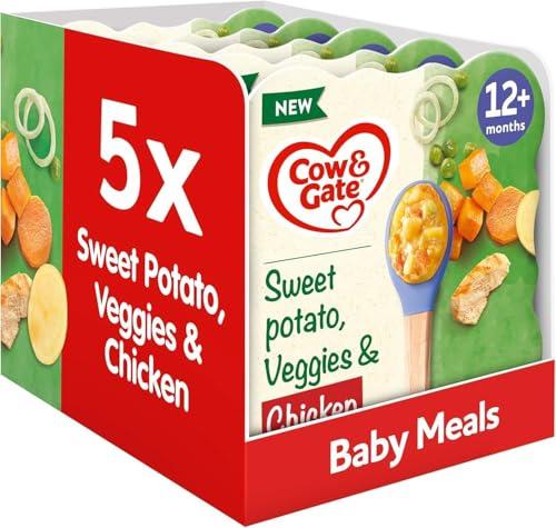 Cow & Gate Sweet Potato Veg & Chicken Baby Food Meal, 12+ Months, 5x230g | Ready to eat baby snack baby food meal