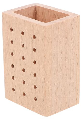 CLISPEED Werkzeugblock Holz mit 18 Löchern Aufbewahrungsregal für Nagelstudio Zubehör und Fräser für Organisierten Schreibtisch und Nageldesign