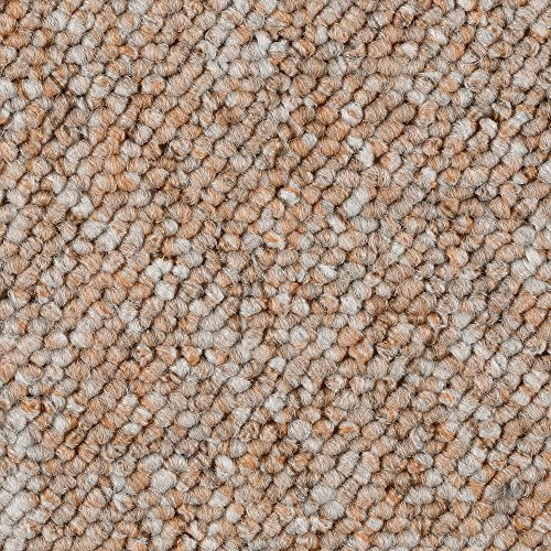 Teppichboden Auslegware in 200 300 400 und 500 cm Breite mit Schlingen Struktur in Beige Braun ideal für Wohnzimmer und Esszimmer mit Vliesrücken