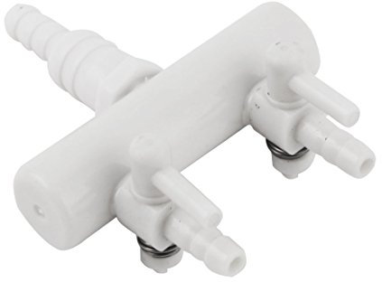 sourcing map Plastic Aquarium 2-Way Air Flow Pump Tubing Splitter Control Valve White