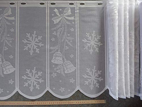Gardinen Röttger Scheibengardinenstoff Eiskristalle Weihnachtglocke 50cm hoch