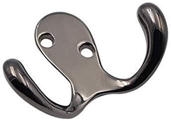 JOMA-E Shop Double Hook Hanger|Wall Mounted Dual Hooks|5 Pack with 10 Pieces Screws|Dual Kitchen Towel Hook|Small |Black|Brushed Nickel Towel Robe Hat Coat Hook