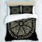 DAHALLAR Bettwäsche-Set,Mikrofaser,Mythologie-weißes nordisches altes skandinavisches Schild Viking Runes Black Emblem Round,1 Bettbezug 135x200 + 2 Kopfkissenbezug