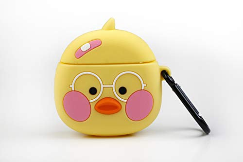 FFunny Airpods Cases | Hülle aus Silikon für Airpod Apple - Kücke mit Brille Design mit Karabiner. Für Airpods 1 & 2 geeignet.