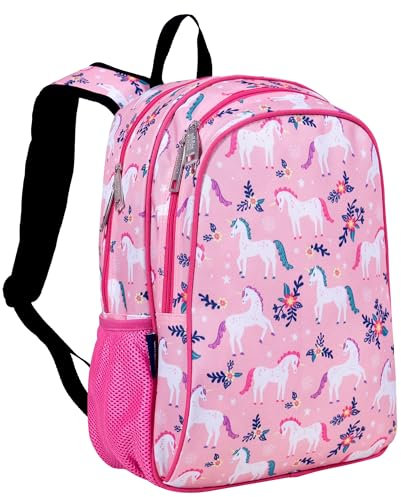 Wildkin Kinderrucksack 38.1 cm für Jungen und Mädchen, perfekte Größe für Schule und Reisen, olivfarbene Kinder, BPA-frei (magische Einhörner)