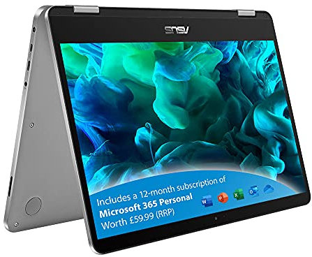 ASUS Touchscreen VivoBook Flip with Microsoft Office 365 - TP401MA 14 Inch Laptop (Intel Pentium Silver N5030, 4 GB RAM, 128 GB SSD, Windows 10 Home) Includes 1 Year Microsoft Office 365