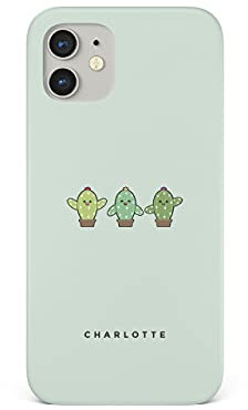 Tirita Personalised Initials Custom Hard Phone Case Cover Compatible with iPhone 12 & 12 Pro Mexican Exotic Nature Clipart Baby Cactus