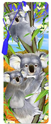 3D LiveLife Lesezeichen - Koalakuschel von Deluxebase. Ein Koala-Lesezeichen mit linsenförmigen 3D-Kunstwerken, lizenziert von dem bekannten Künstler Michael Searle