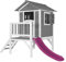 AXI Spielhaus Beach Lodge XL in Grau mit Rutsche in Lila | Stelzenhaus aus FSC Holz für Kinder | Kleiner Spielturm für den Garten.