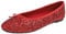 Feversole Women's Macaroon Shiny Memory Foam Cushion Insock Glitter Around Toe Ballet Flat Pumps Glitter Red 6.5