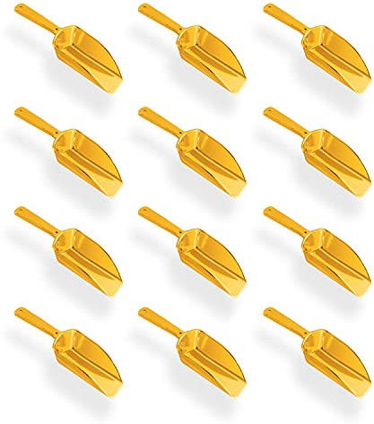 Super Z Outlet 14 cm Mini Acryl Kunststoff Küche Schaufel für Hochzeit Süßigkeiten Dessert Buffet Eiscreme Protein Pulver Kaffee Tee (Gold)