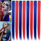 IAMERUI Clip in Haar Extensions Bunte Haarsträhnen Kinder Haare zum Einflechten Mädchen Gerade Party Haarverlängerungen Zubehör (Blau Rot)