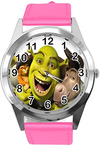 Hot Pink Leder Runde Uhr fur Ogre-Fans