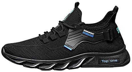 Julhold Sportschuhe für Herren Low Top Freizeit Sport Walking Tennis Running Sneakers Schnürung Performance Arbeit rutschfeste Schuhe(Blau,44)