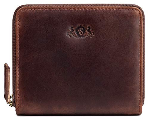 SID & VAIN kleine Portemonnaie mit RFID Schutz echt Leder - Geldbörse Hannah - Geldbeutel Damentasche - Ledergeldbeutel Damen braun handgefertigt